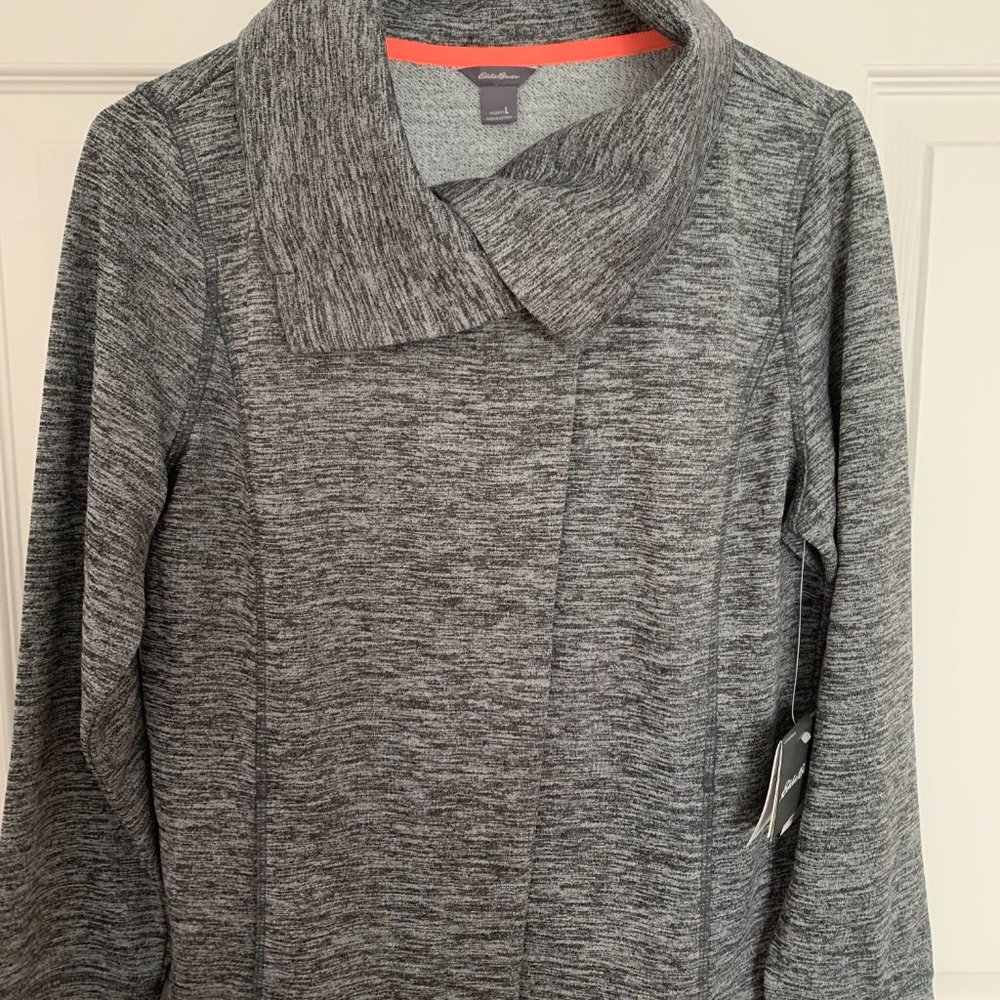 Eddie Bauer Long Sleeve Collared Lummi Flyaway Jack Charcoal Light Sweatshirt